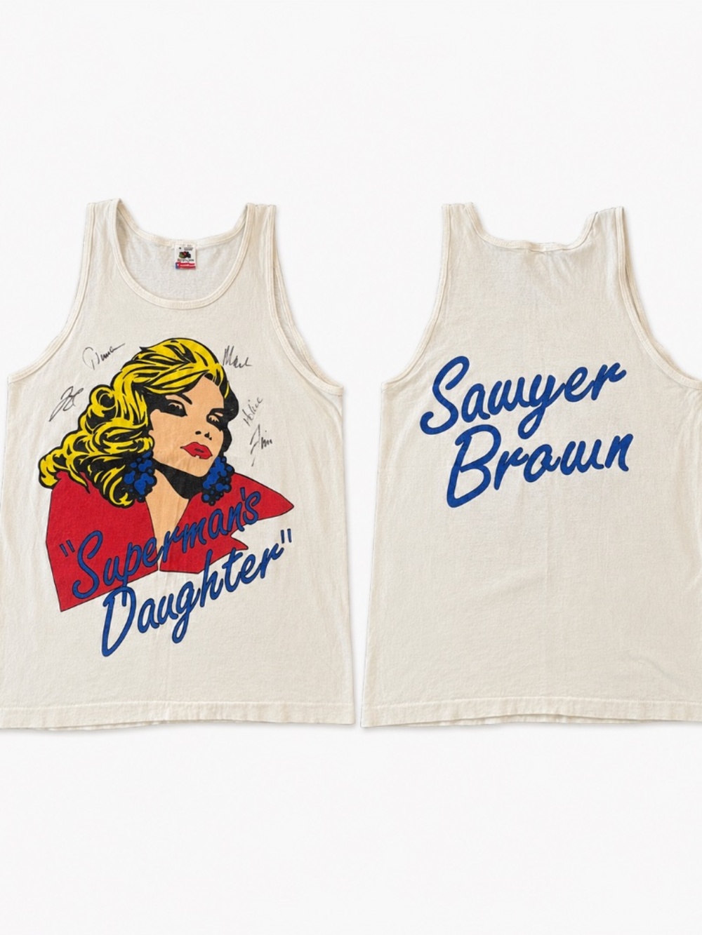 Rare Vintage 90s Sawyer Brown Signed Band Tank Top Superman’s Daughter M - Picture 4 of 17